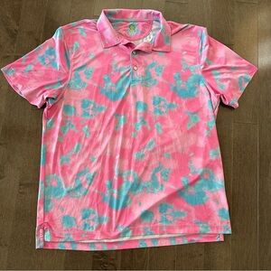 Chubbies Men's Performance‎ Polo UPF 50 Wicking Pink Blue Golf Casual Summer L